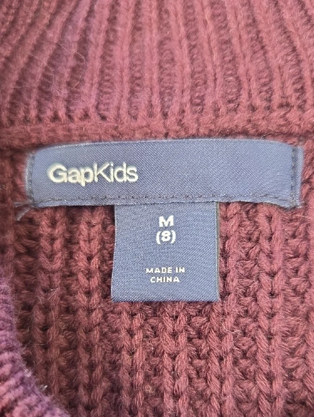 GAP Kids Wine Ribbed Knit Sweater With Zipper Size 8